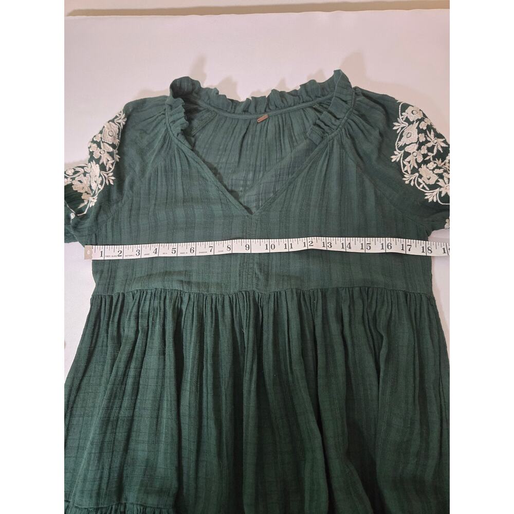 Free People Emerald City Tiered Embroidered Dress in Green Size Small - Picture 13 of 16